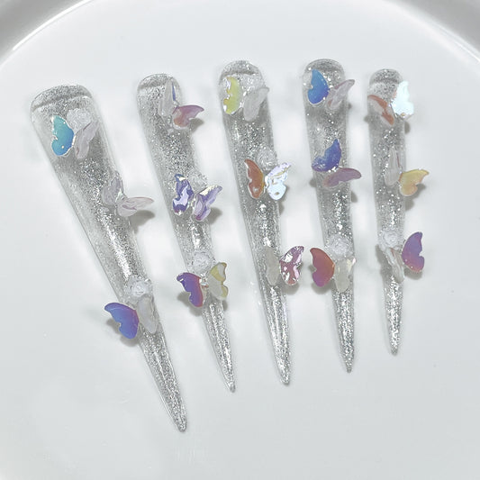 Super long tip nail patch ice through Spice Girl handmade press-on nails  wearable nail sticker wholesale｜365nails