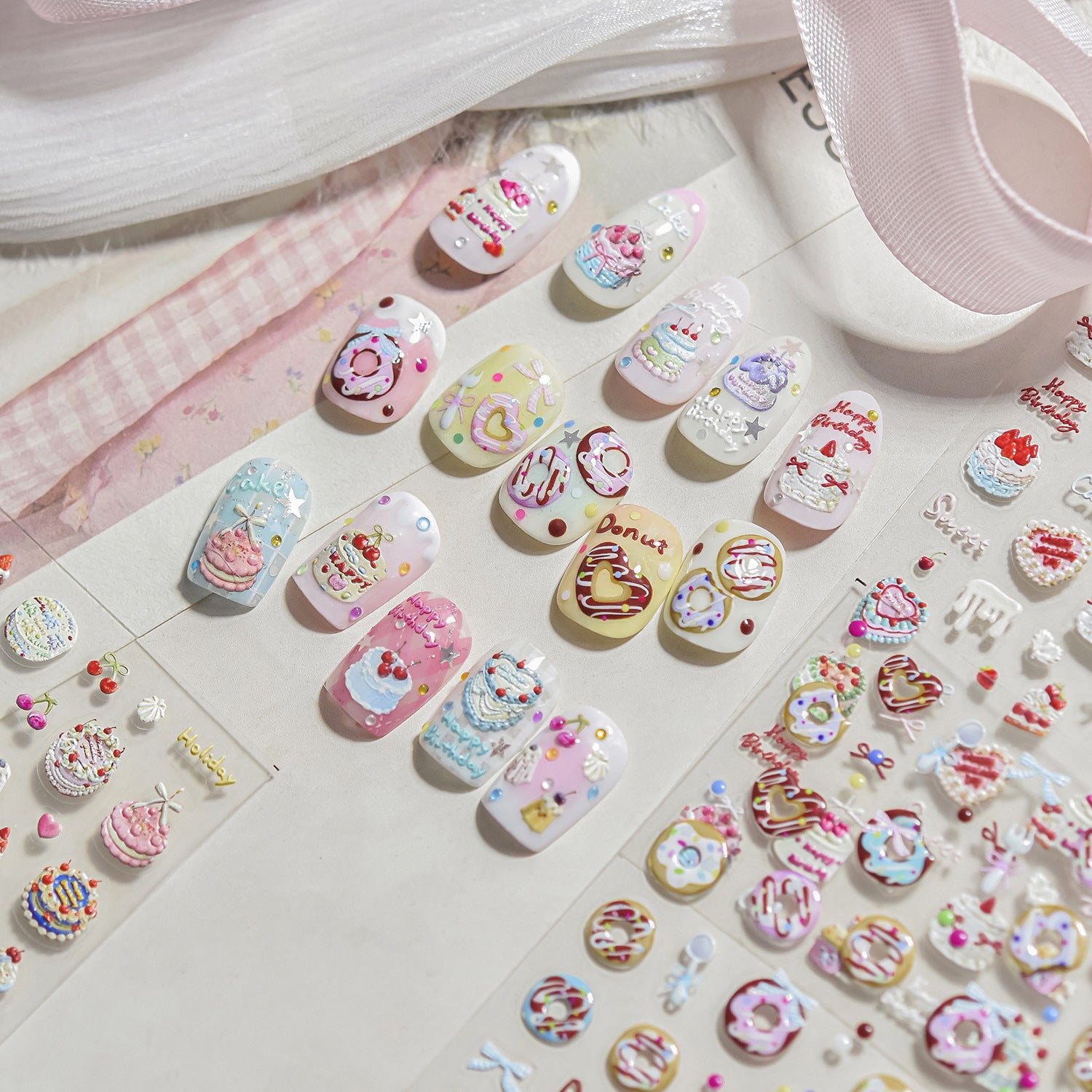 3D Cake Party – Sweet Dessert Nail Art Stickers