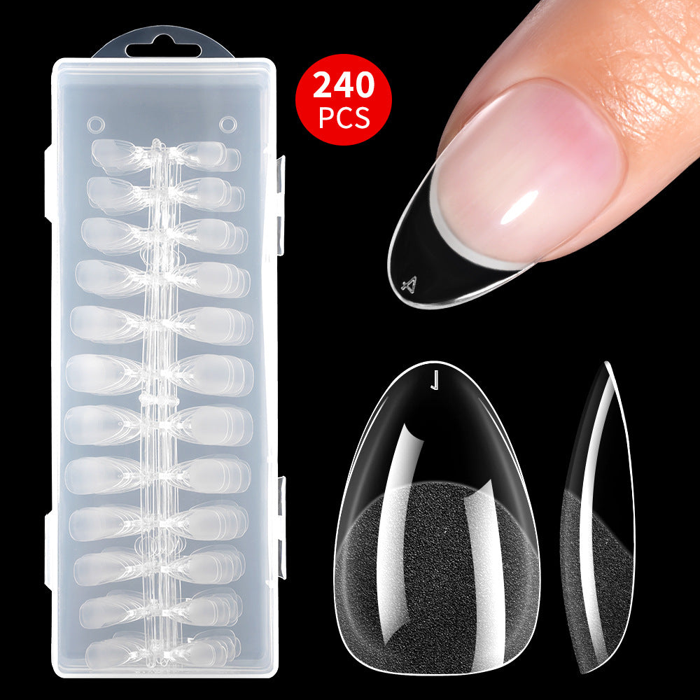 Nail Tips popular nail film short almond 120 pieces boxed, ultra-thin and seamless transparent semi-matte free engraving and grinding nail film