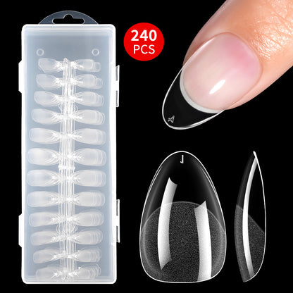 Nail Tips popular nail film short almond 120 pieces boxed, ultra-thin and seamless transparent semi-matte free engraving and grinding nail film