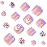 Uñas francesas moradas con destellos de diamante de color, manicura con destellos de diamante, parche para uñas, taladro en punta, pieza para uñas de mariposa | 365nails