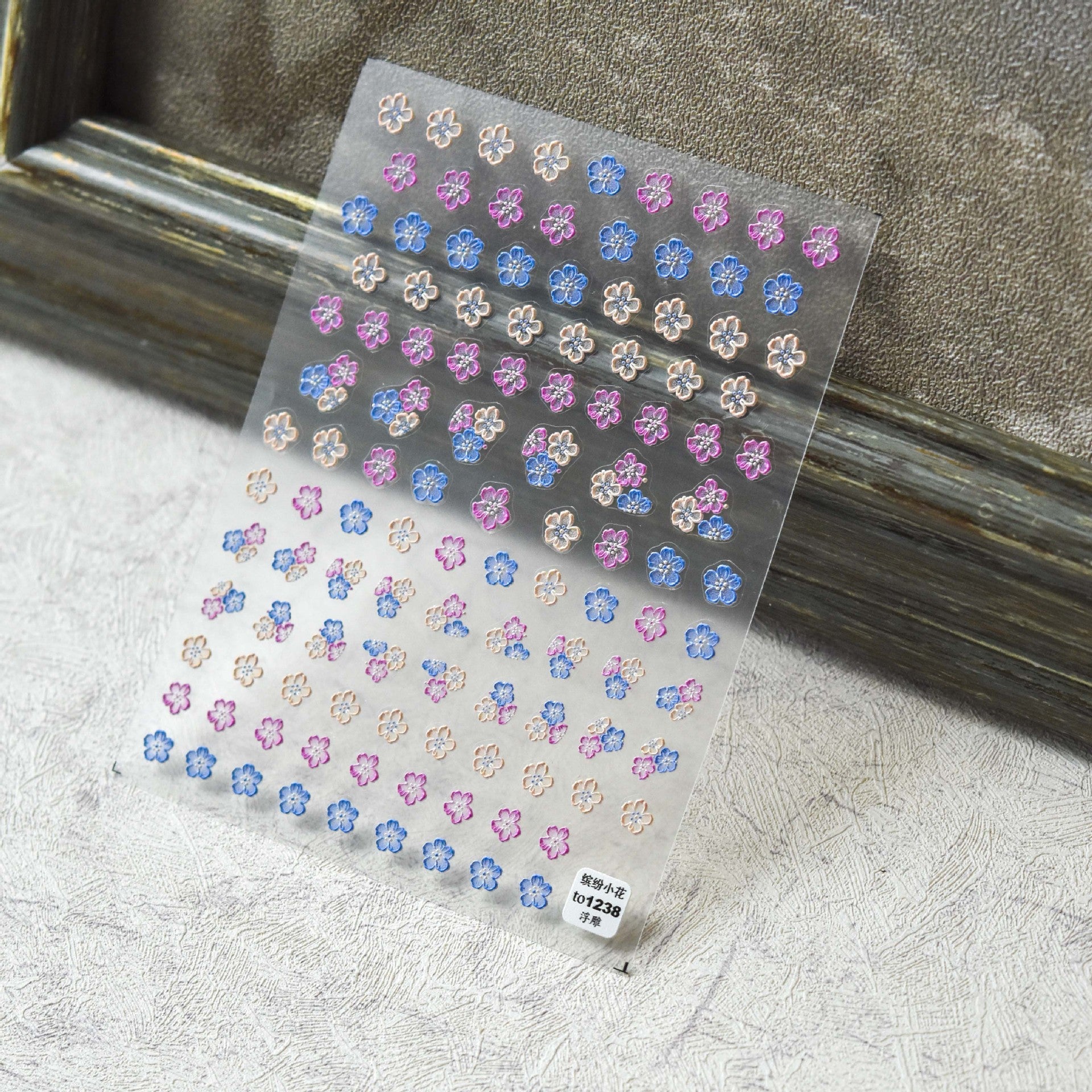Rose Bloom Nail Stickers – 5D Embossed Floral Elegance Set
