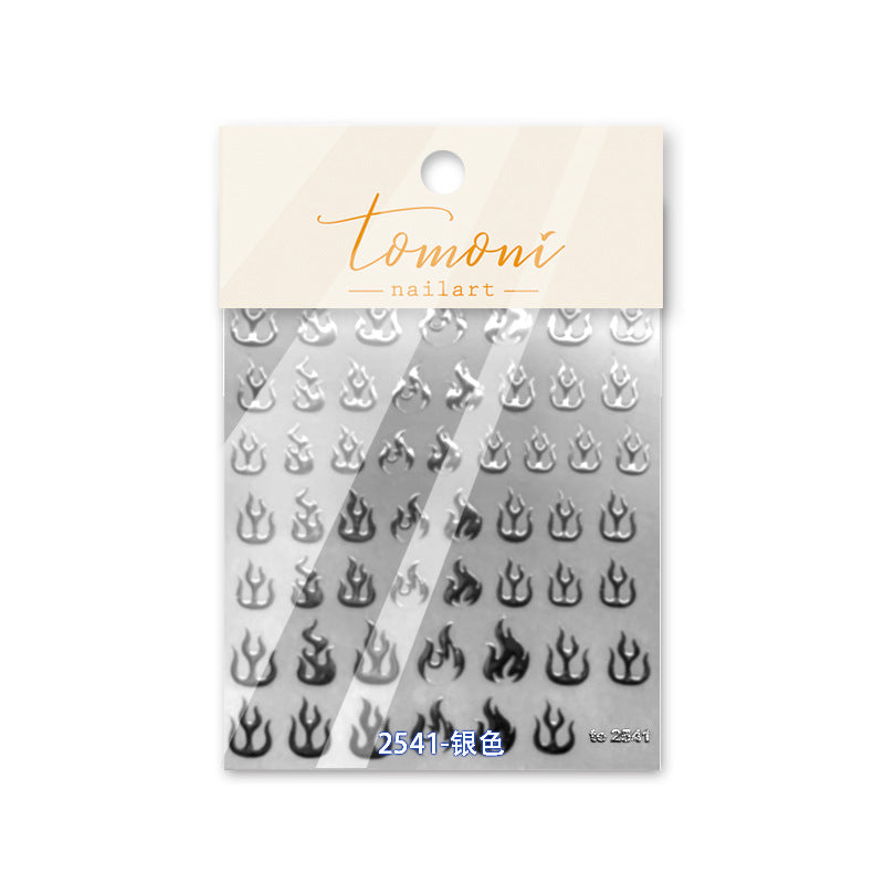 Gold Foil Flames – Punk Metallic Nail Art Set