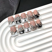 White French Star Cross Press On Nails