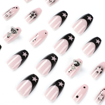 Wear fake nail piece cross Empress Dowager West hollowed out star nail piece finished nail piece press on nails｜365nails