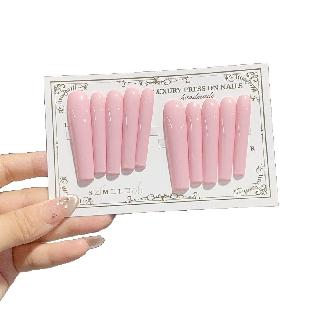 Soft Pink Minimal Glossy Extra Long Press On Nails