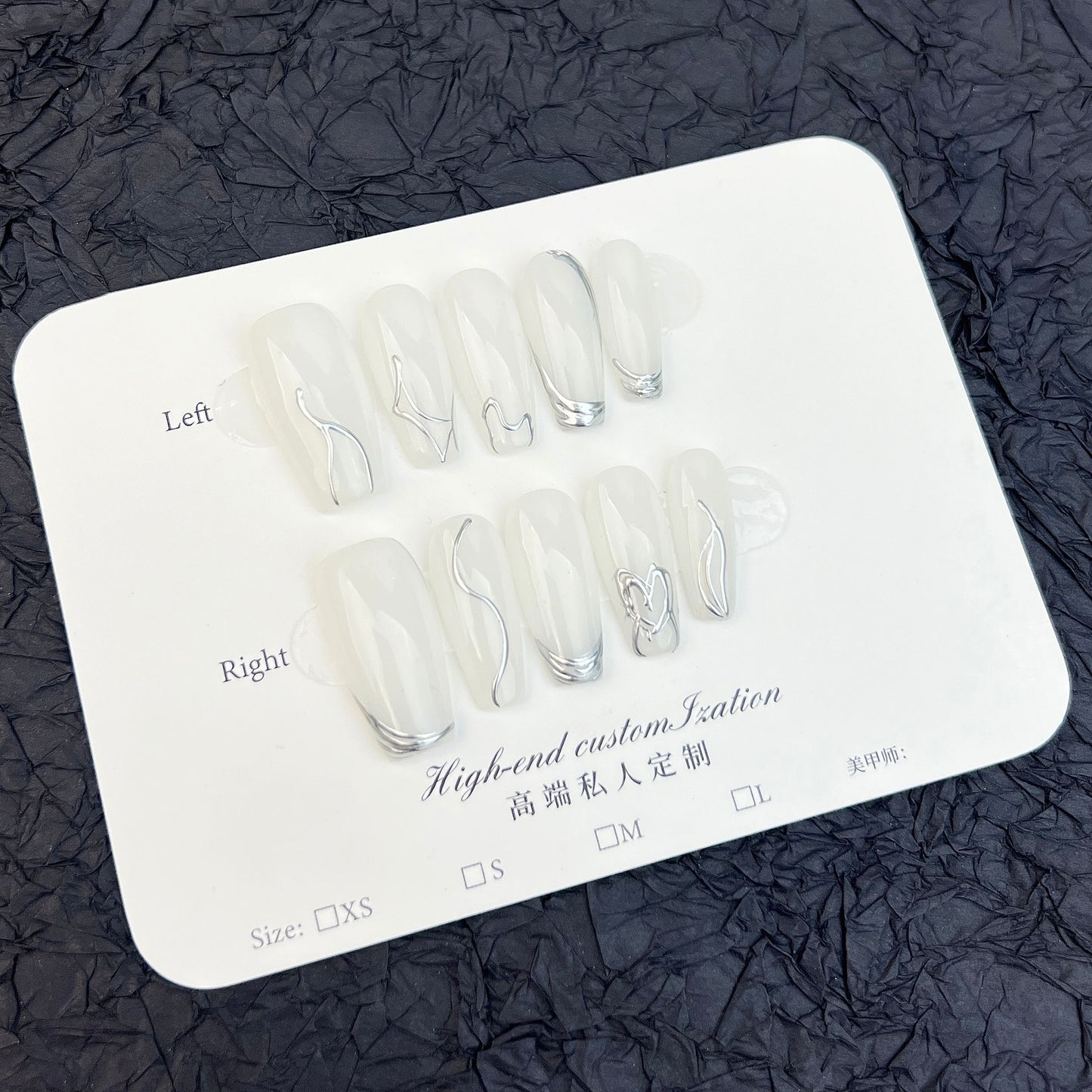 Handmade press-on nails advanced temperament cold wind medium and long nail patch reusable fake nail wholesale｜365nails