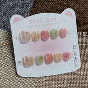 365nails: 碎金果凍 — 短款 圓形 手工製 兒童穿戴甲