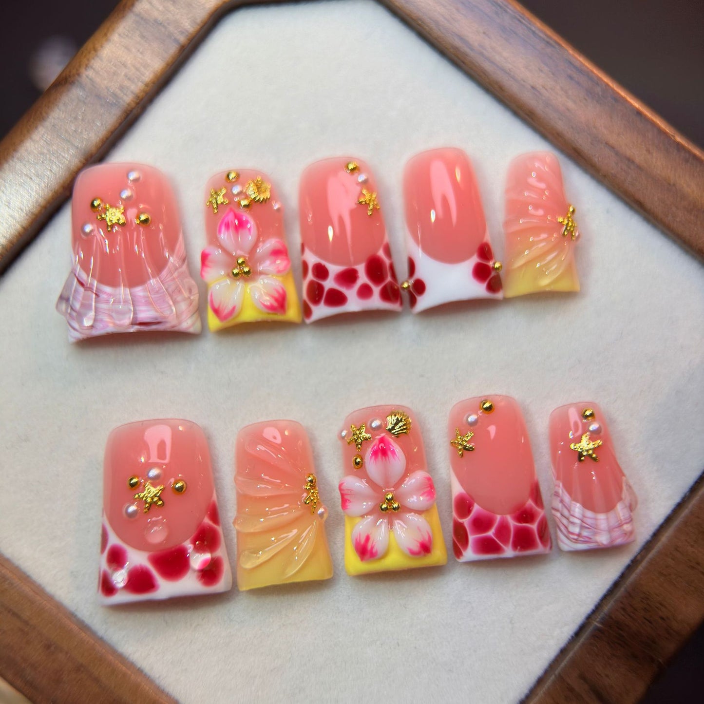 Autumn Blush Floral Duckbill Press On Nails