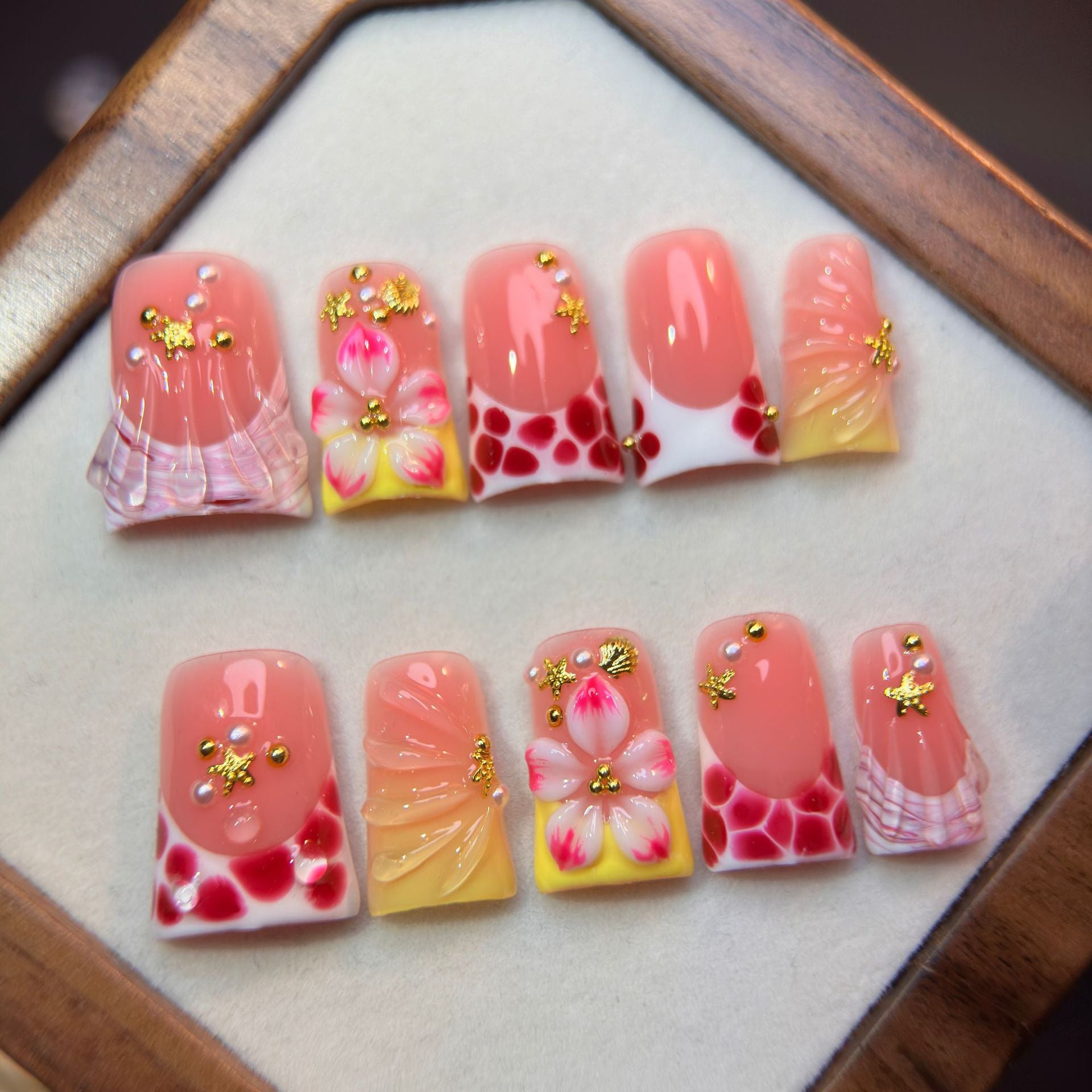 Autumn Blush Floral Duckbill Press On Nails