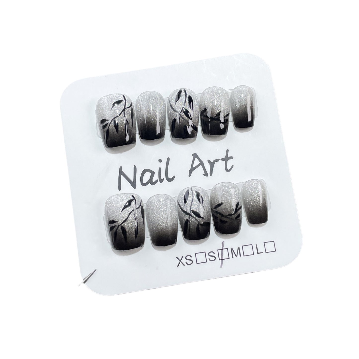 The spray gun gradually changes the spar cat eye Handemade press on nails new Chinese hand-painted short   sticker｜365nails