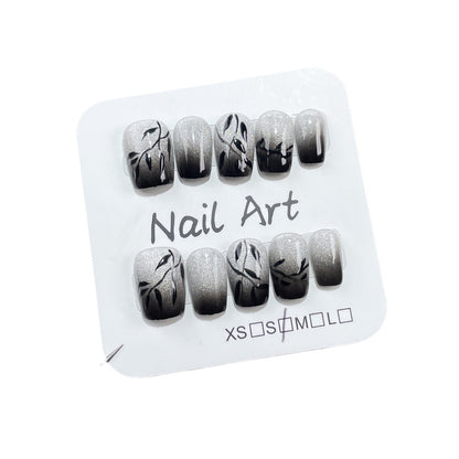 The spray gun gradually changes the spar cat eye Handemade press on nails new Chinese hand-painted short   sticker｜365nails