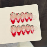 Red Snowflake Christmas French Gradient Press On Nails