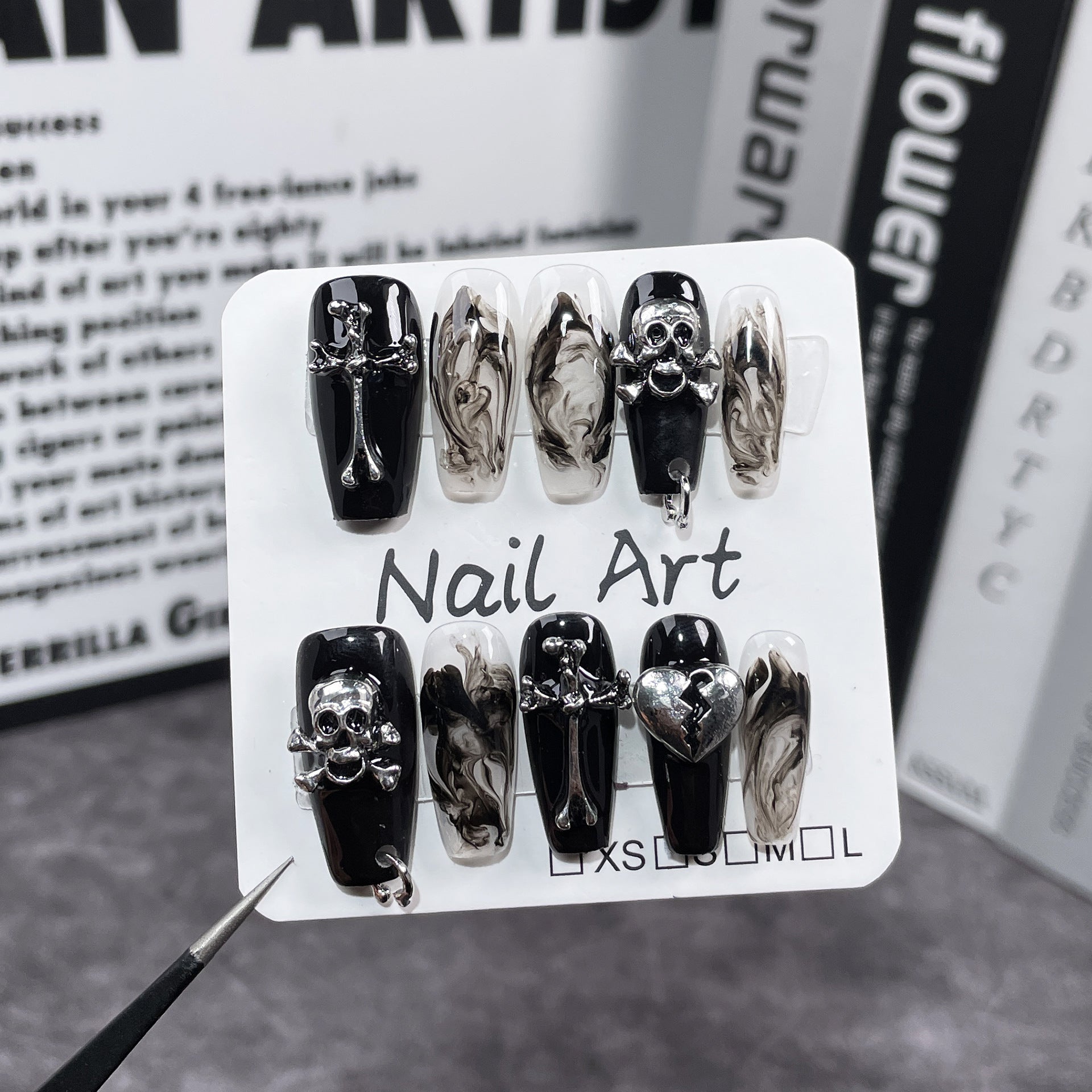 Pure handmade Spice Girl Nail Art Dark Niche Punk Style Handmade Press-on Nails  Personality press-on nails Sticker｜365nails