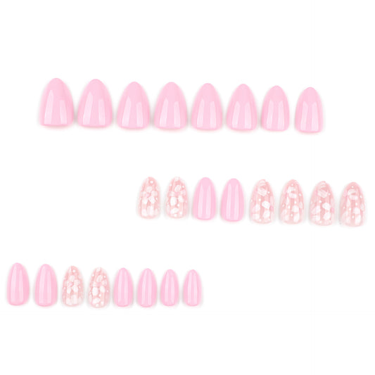 Simple and fresh flower manicure nail pieces, new summer wear nail fake nails, short almond-shaped nail pieces wholesale｜365nails