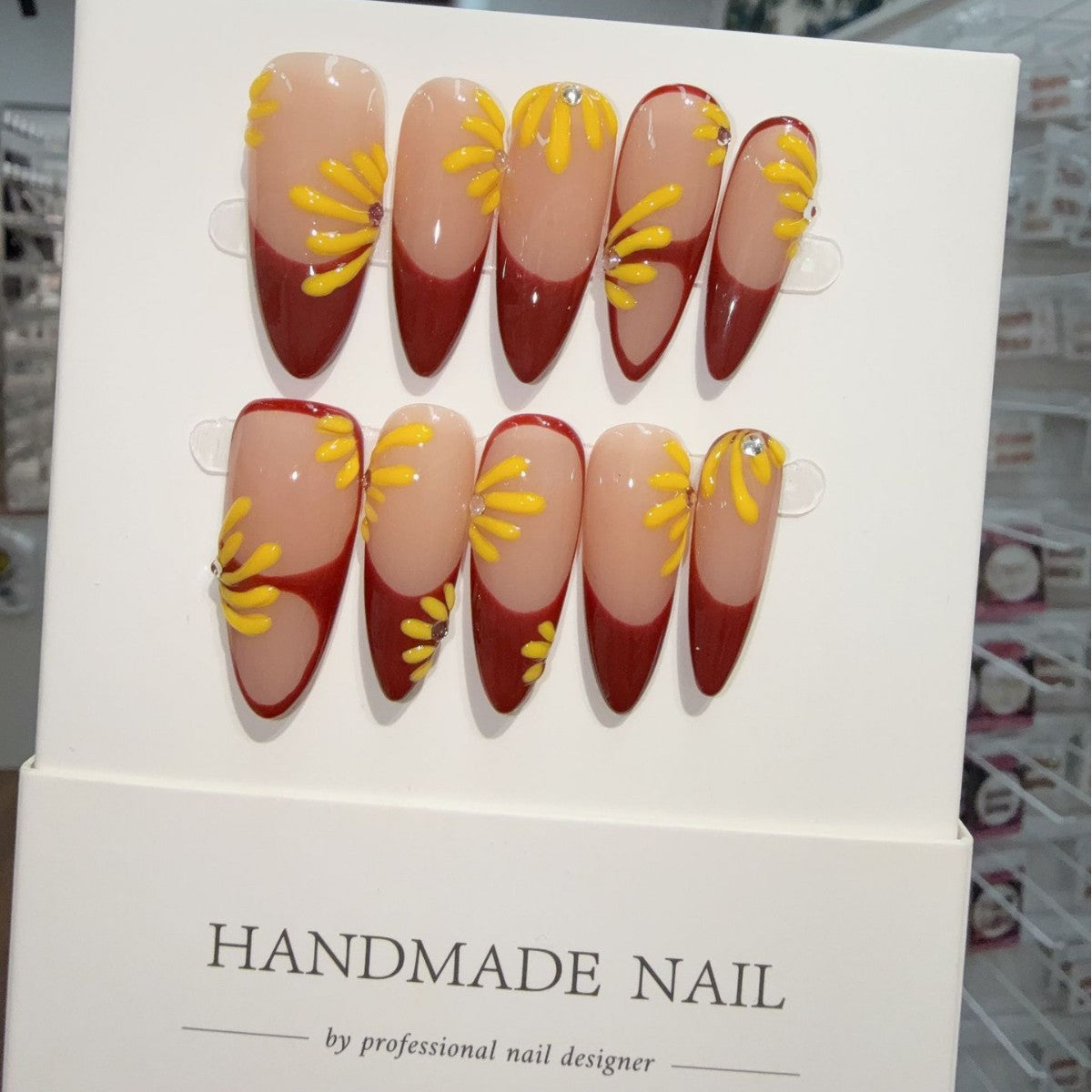 365nails: "Autumn Blaze" – 3D Maple Leaf Handmade Stiletto Nails