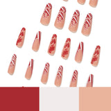 Manicura ponible Llama Copo de nieve Navidad Manicura ponible Pegatina de uña larga Pieza de uña removible Venta al por mayor｜365nails