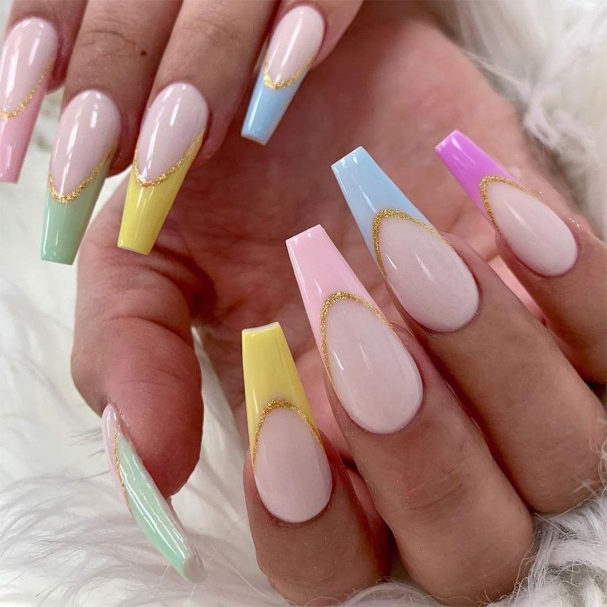Rainbow French Series  Art Finished  nail patch Detachable  ｜365nails