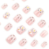 Japanese sweet cat French leopard print short square press-on nails