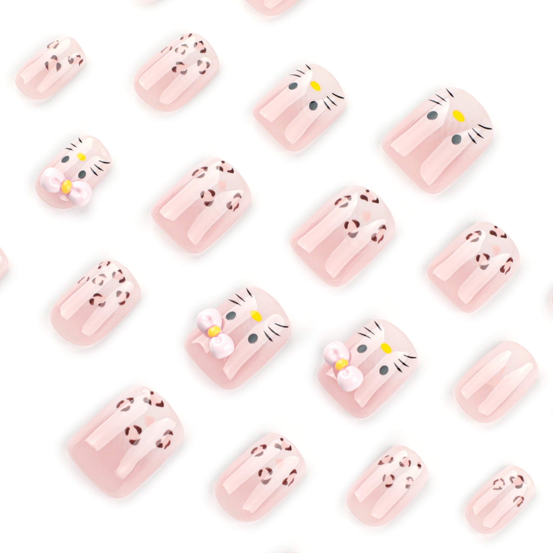 Japanese sweet cat French leopard print short square press-on nails