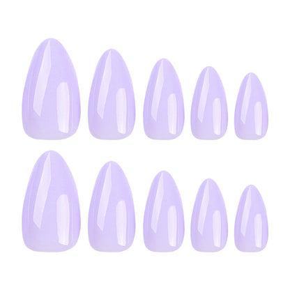 Popular color solid color manicure fake nail almond glossy wearable wearable nail removable nail piece｜365nails
