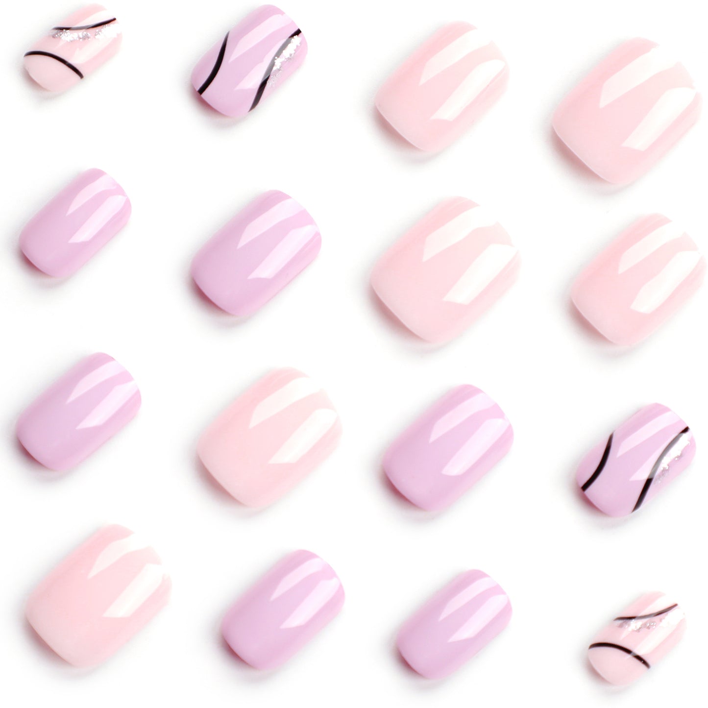 Solid color press on nails fake nails nails film short simple line press on nails sticker nails film wholesale｜365nails