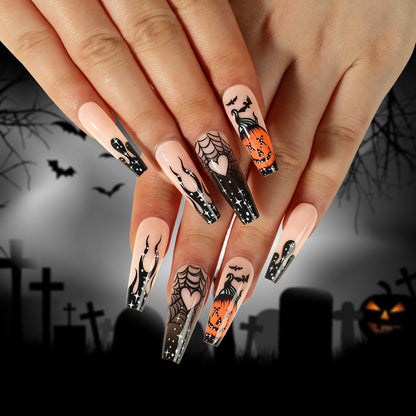 Halloween Wear Nail 3D Three-dimensional Nail Art False Nails  Spider Bat Nail Sheets Wholesale｜365nails