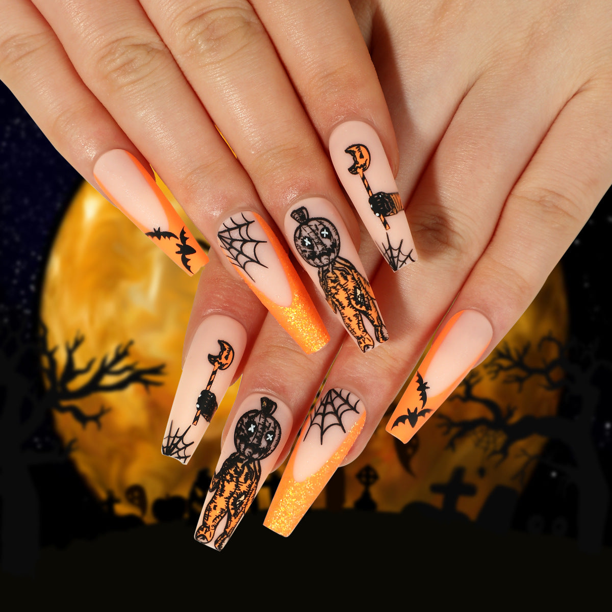 Halloween Wear Nail 3D Three-dimensional Nail Art False Nails  Spider Bat Nail Sheets Wholesale｜365nails