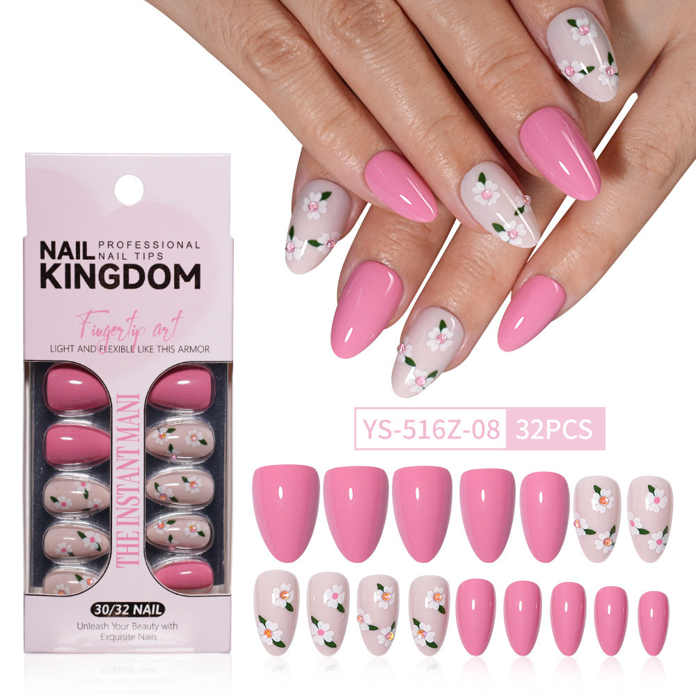 "Spring Daisy French" - Floral 32Pcs Press-On Nails Set