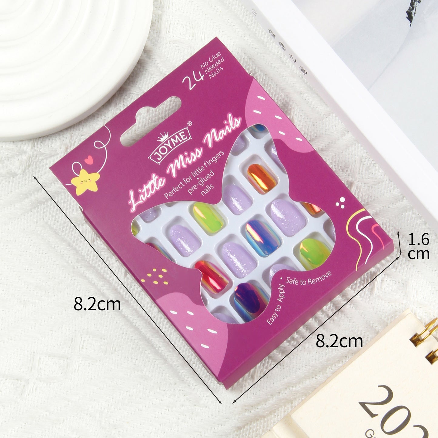 Kids press-on nails Comes with nail patch pointed almond 24 pieces finished product