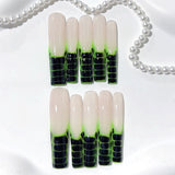 Neon Green Black Graphic Gradient Press On Nails