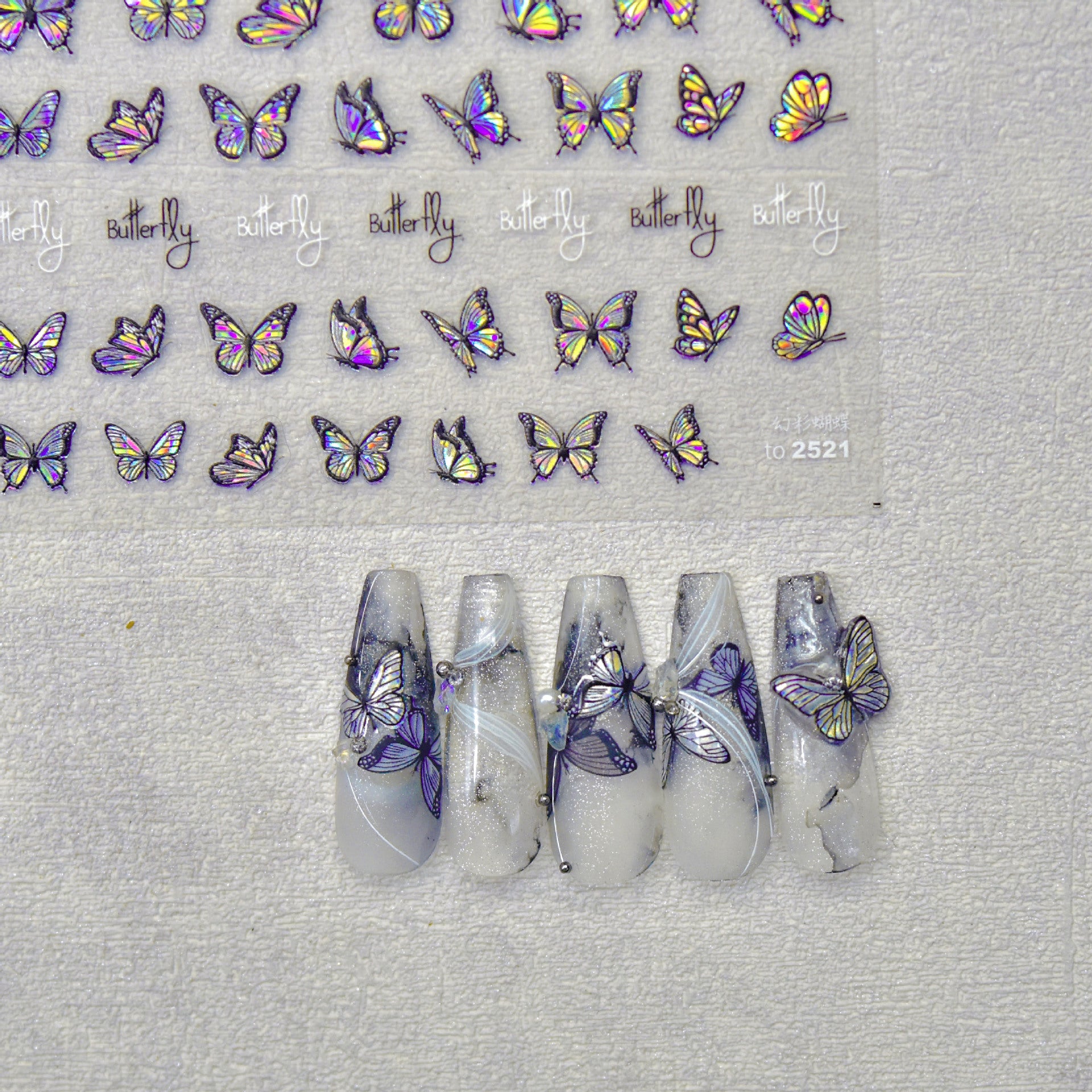 365nails: "Holographic Rainbow Butterfly" – nail art stickers