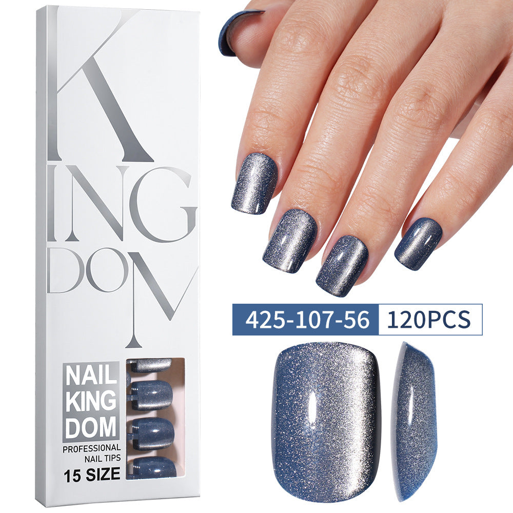 Nail Tips Popular cat eye press on nails, short square nail matte removable fake nails 120 pieces, boxed nail art women