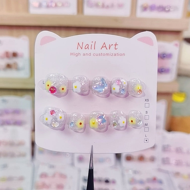Bursting Butterfly Stars Cute Kids Press On Nails Set