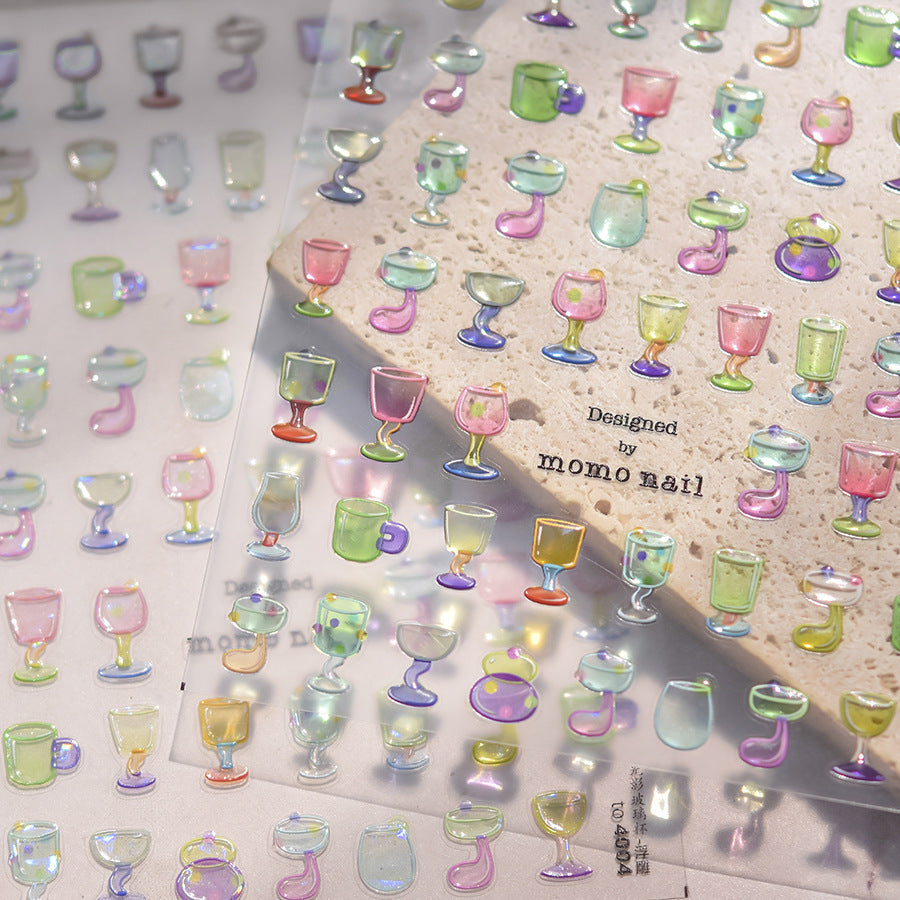 Colorful Jelly Cup: "Sweet Cocktail Party" – 5D Embossed Nail Sticker