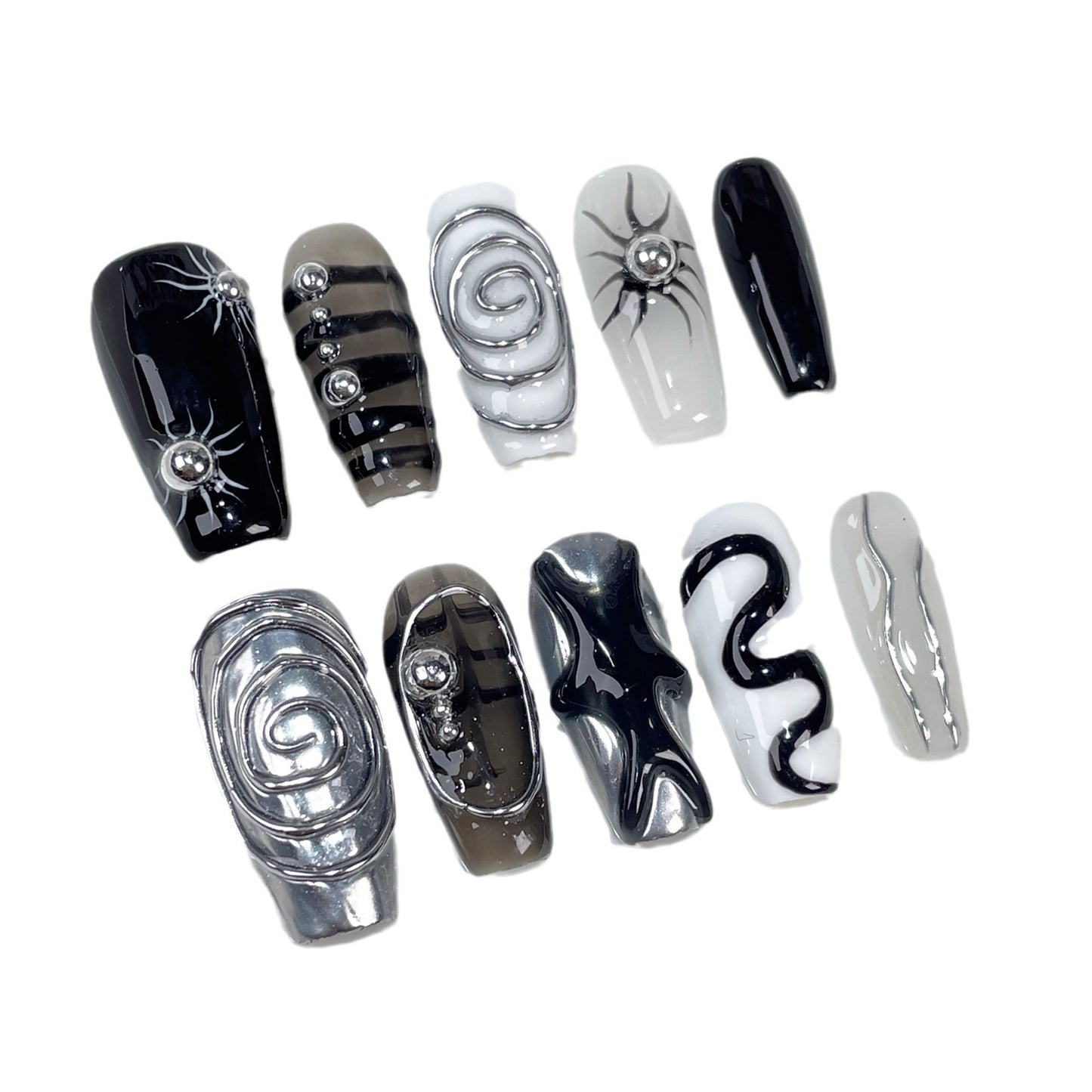 Handmade press on nails dark holy light reflects individuality niche relief manicure  wears fake nails｜365nails