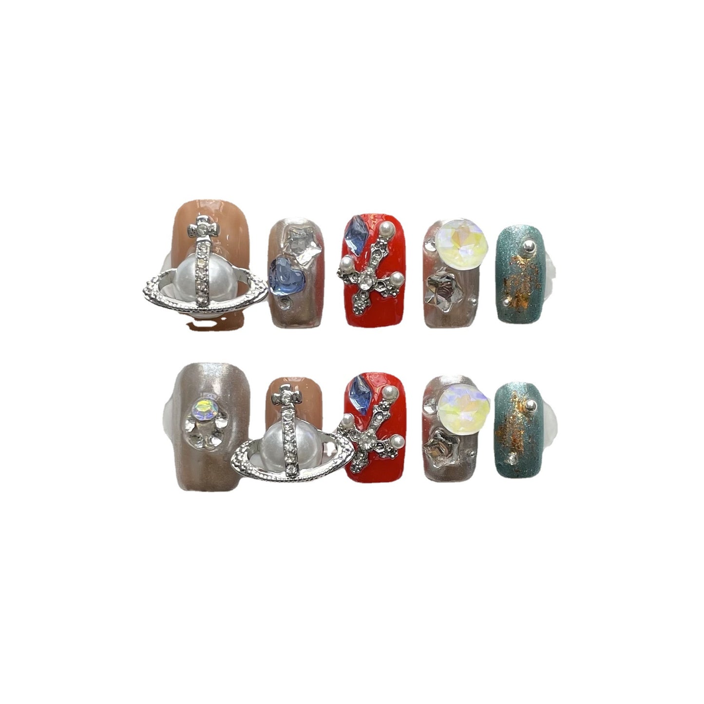 [Purely handmade real shot] press on nails short models can be removed with Shibuya Spice Girls Wind Planet Magic Mirror | 365nails