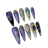 Long-pointed  light luxury heavy industry irregular cat eye handmade press-on nails  sticker｜365nails