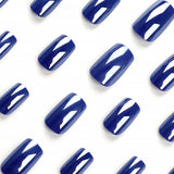 Blue press on nails manicure rectangular fake nails nails piece solid color nails piece press on nails piece nails sticker nails piece｜365nails