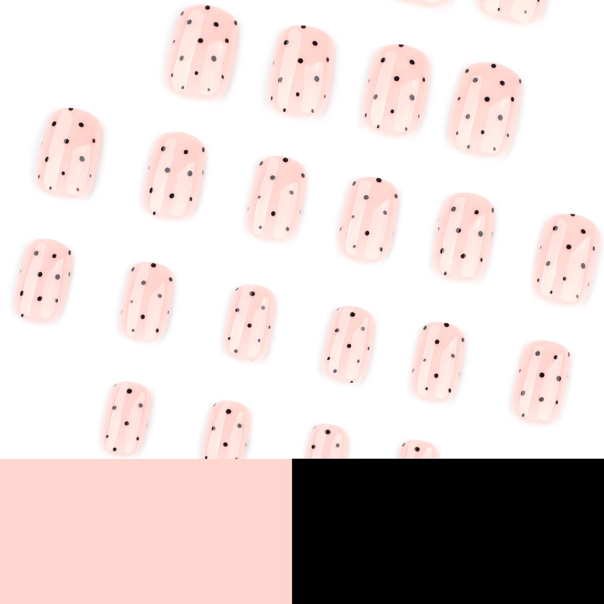 Simple black dot short square press-on nails
