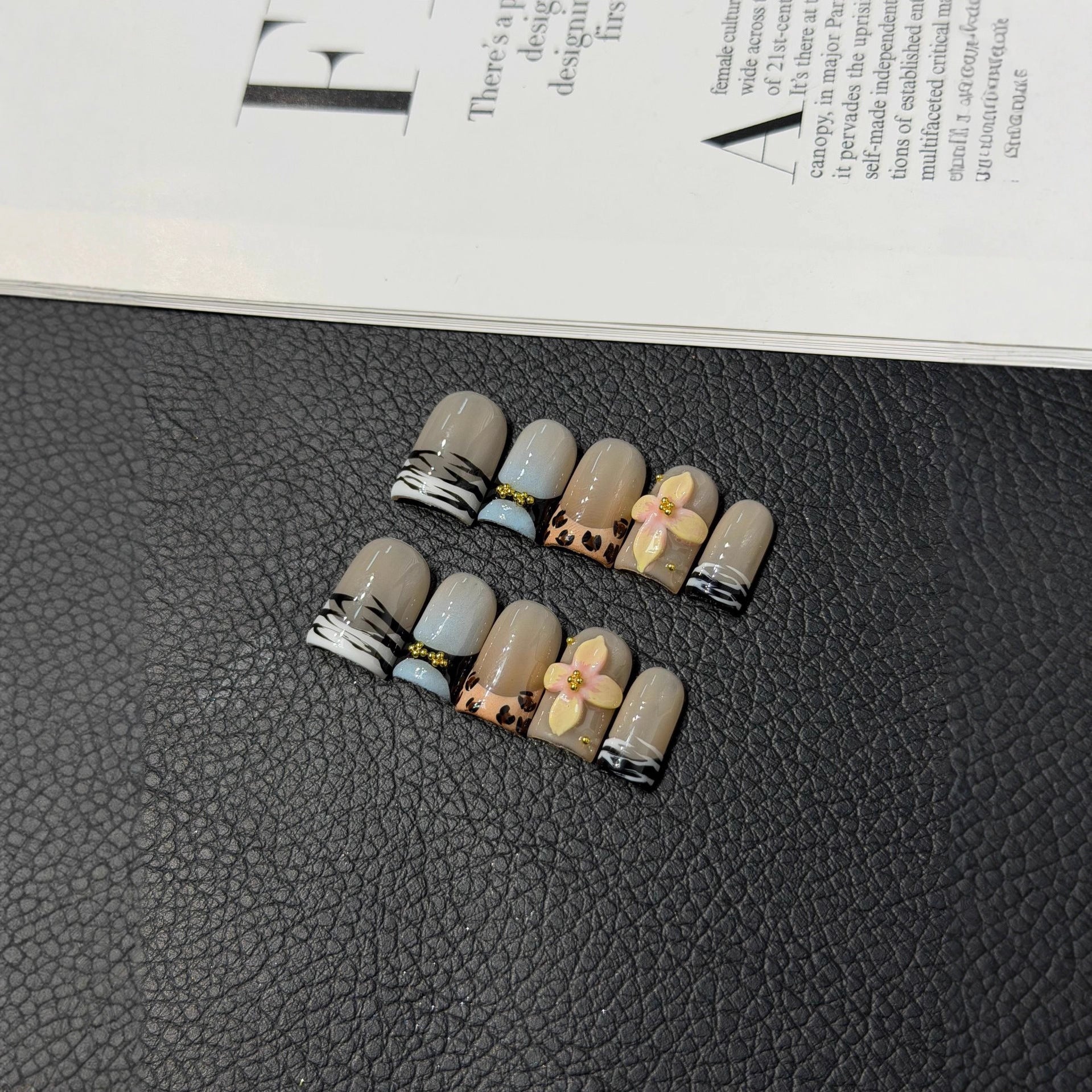365nails 미스티 마블 3D 추상 아트 수제 아몬드형 네일