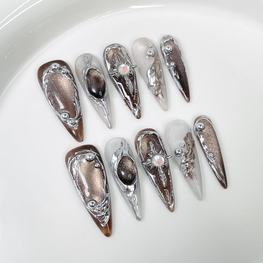 Molten Silver Series Press-On Nails