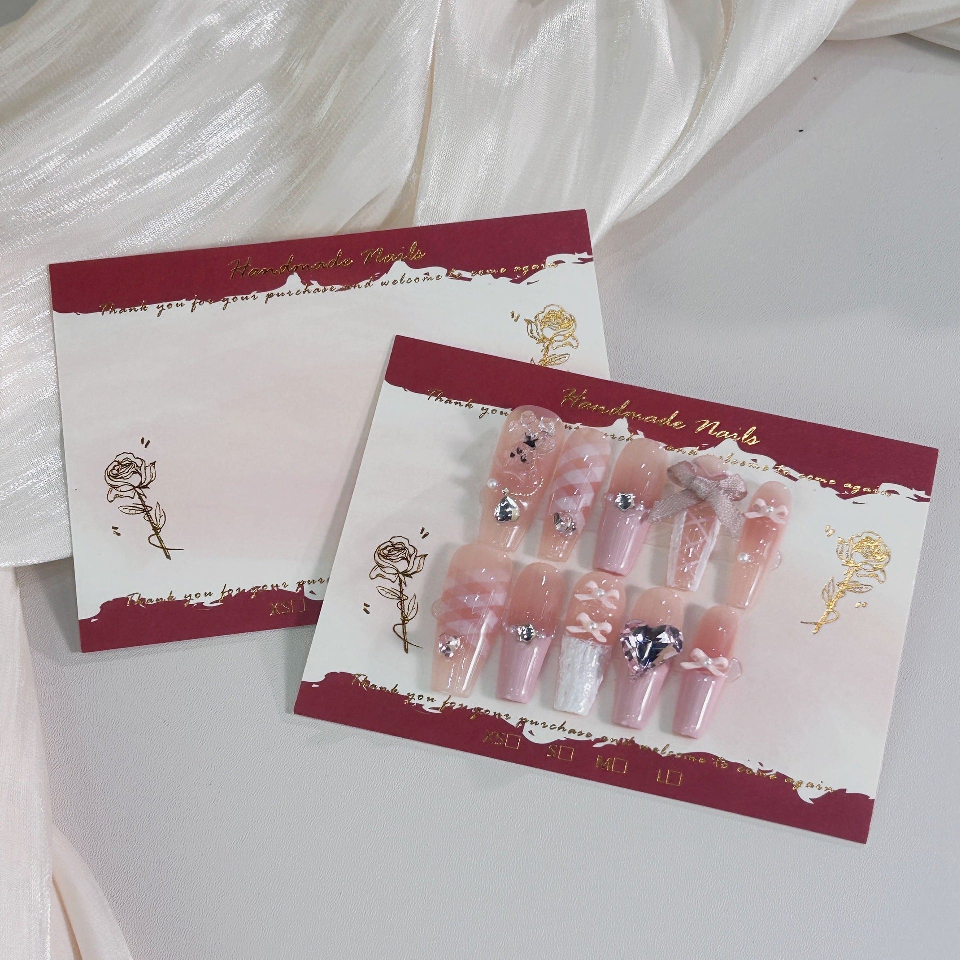 Elegant Floral Display Cards for Press On Nail Sets (MOQ=50)