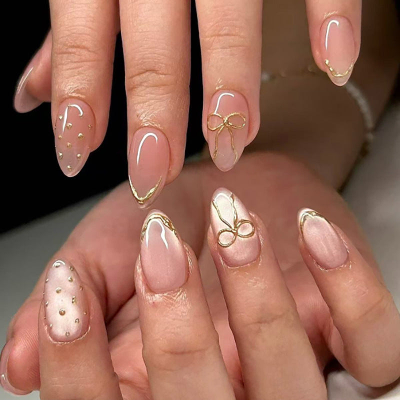 Long Stiletto Press On Nails with White Base & Purple Floral & Bow Accents