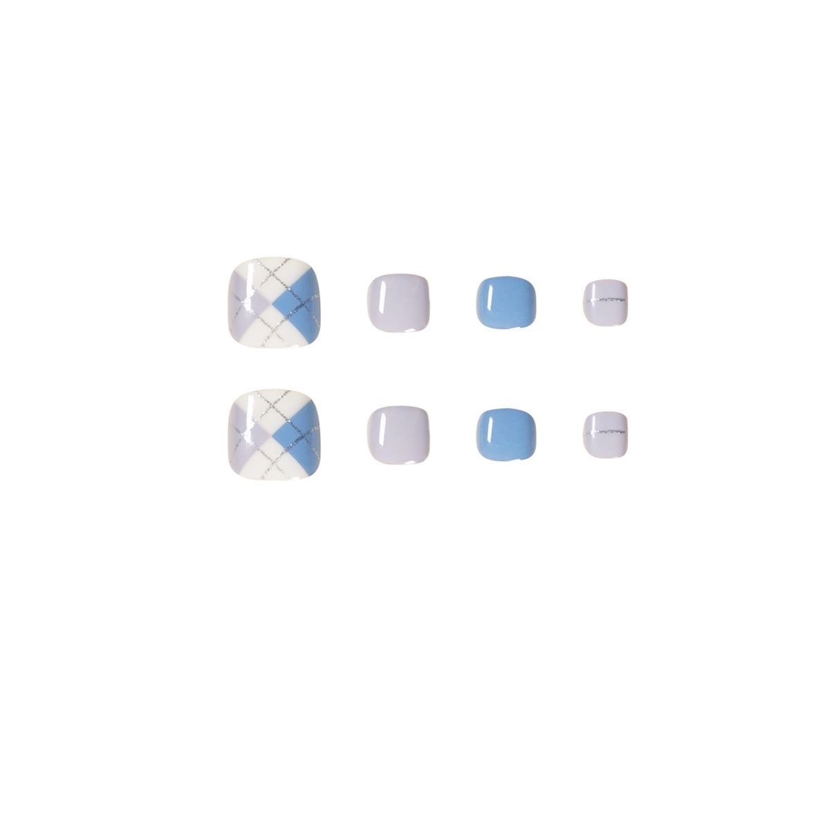 Morandi色系藍白腳甲成品 可拆式甲片｜365nails