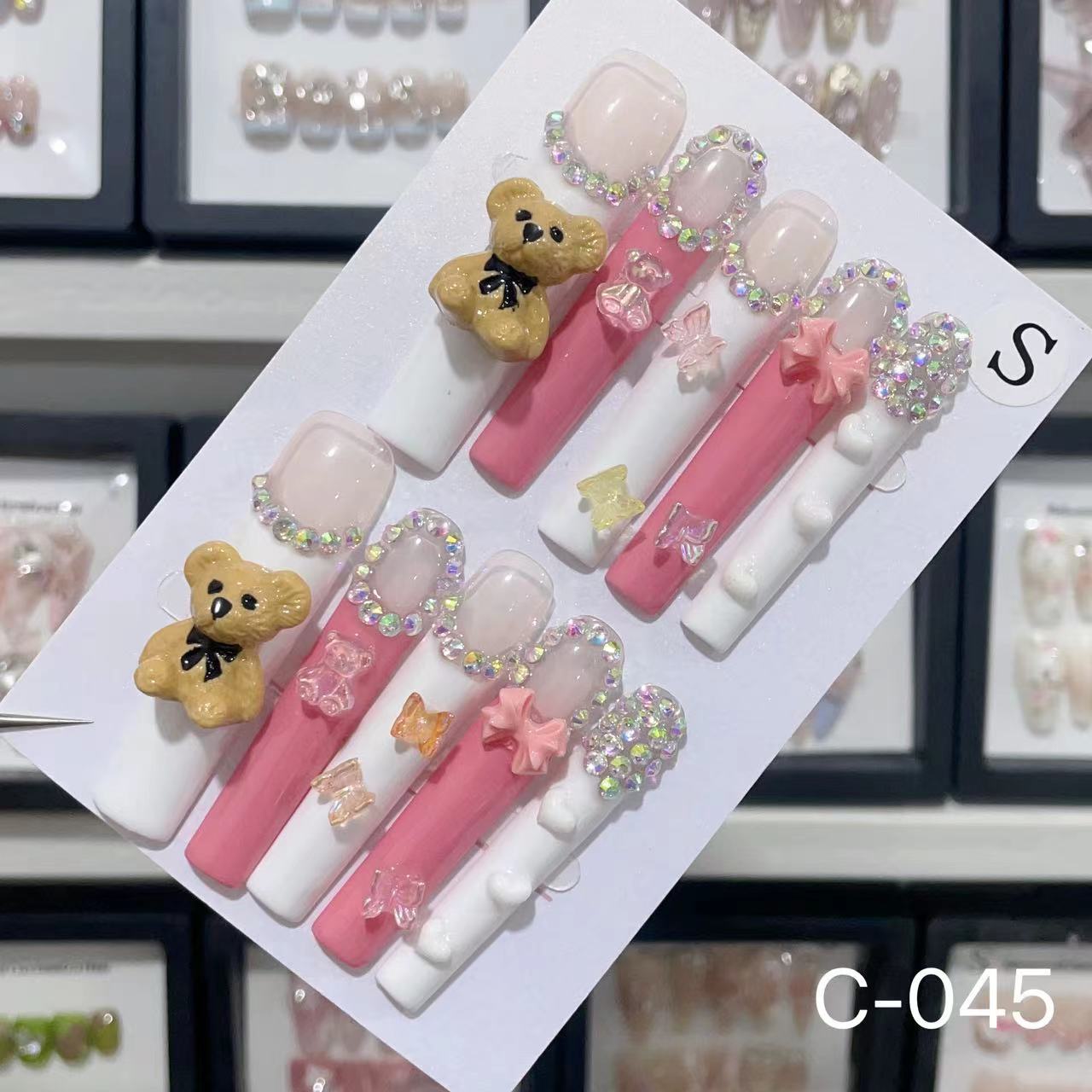 Extra Long 5.5cm Water Pipe Press-On Nails | Handmade Collection | Round Shape