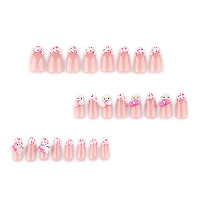French leopard print Japanese style sweet short almond press-on nails