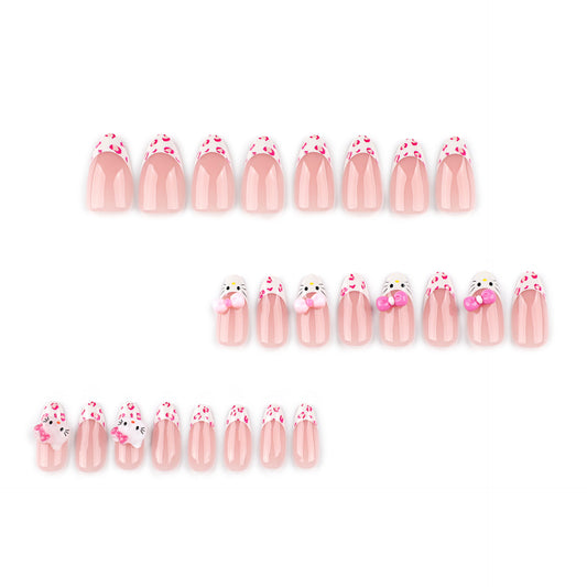 French leopard print Japanese style sweet short almond press-on nails