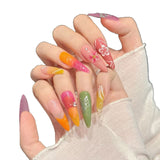 Tropical Rainbow Floral Summer Nails