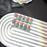 Pastel Floral Gradient Sculpted Press On Nails